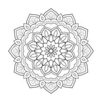 Floral mandala design with ethnic style black and white line art vector