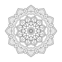 Floral mandala design with ethnic style black and white line art vector