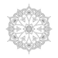Floral mandala design with ethnic style black and white line art vector