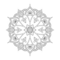 diseño de mandala floral con arte lineal en blanco y negro de estilo étnico vector