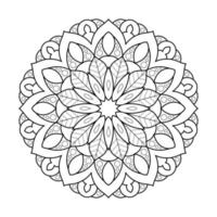 Floral mandala design with ethnic style black and white line art vector