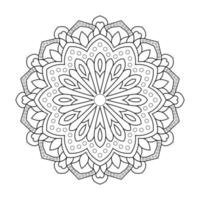 Floral mandala design with ethnic style black and white line art vector