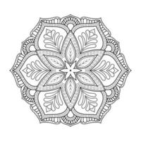 Floral mandala design with ethnic style black and white line art vector