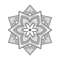 Floral mandala design with ethnic style black and white line art vector