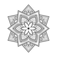 diseño de mandala floral con arte lineal en blanco y negro de estilo étnico vector