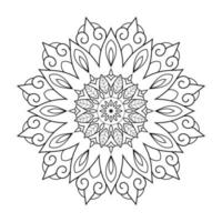 diseño de mandala floral con arte lineal en blanco y negro de estilo étnico vector