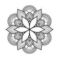 Floral mandala design with ethnic style black and white line art vector