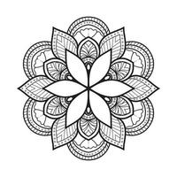 diseño de mandala floral con arte lineal en blanco y negro de estilo étnico vector