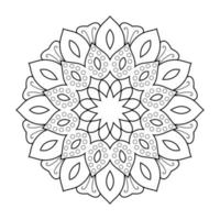 Floral mandala design with ethnic style black and white line art vector