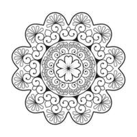 Floral mandala design with ethnic style black and white line art vector