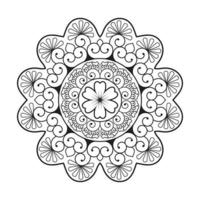 diseño de mandala floral con arte lineal en blanco y negro de estilo étnico vector