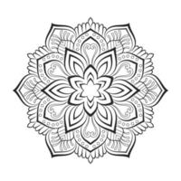 Floral mandala design with ethnic style black and white line art vector