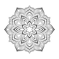 diseño de mandala floral con arte lineal en blanco y negro de estilo étnico vector