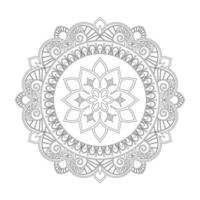 Floral mandala design with ethnic style black and white line art vector