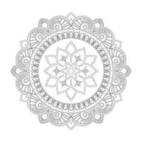 diseño de mandala floral con arte lineal en blanco y negro de estilo étnico vector