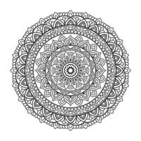 Floral mandala design with ethnic style black and white line art vector