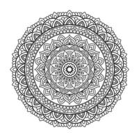 diseño de mandala floral con arte lineal en blanco y negro de estilo étnico vector