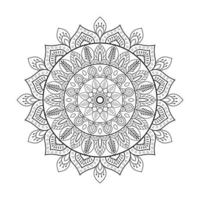 Floral mandala design with ethnic style black and white line art vector