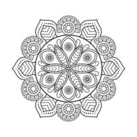 Floral mandala design with ethnic style black and white line art vector