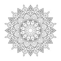 diseño de mandala floral con arte lineal en blanco y negro de estilo étnico vector