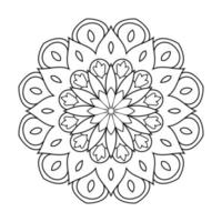 diseño de mandala floral con arte lineal en blanco y negro de estilo étnico vector