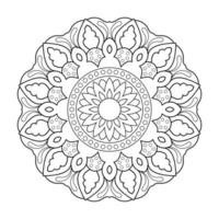 Floral mandala design with ethnic style black and white line art vector