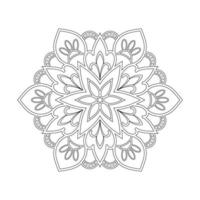 Floral mandala design with ethnic style black and white line art vector