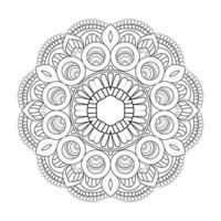 Floral mandala design with ethnic style black and white line art vector