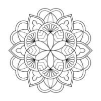 Floral mandala design with ethnic style black and white line art vector