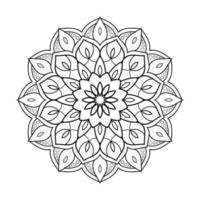 Floral mandala design with ethnic style black and white line art vector