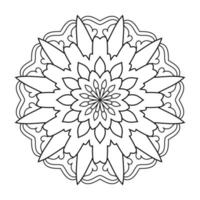 Floral mandala design with ethnic style black and white line art vector