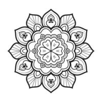 Floral mandala design with ethnic style black and white line art vector