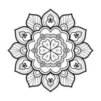 diseño de mandala floral con arte lineal en blanco y negro de estilo étnico vector