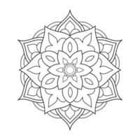 Floral mandala design with ethnic style black and white line art vector