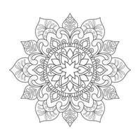 Floral mandala design with ethnic style black and white line art vector