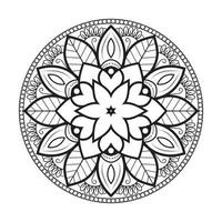 Floral mandala design with ethnic style black and white line art vector