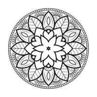 diseño de mandala floral con arte lineal en blanco y negro de estilo étnico vector