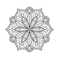 Floral mandala design with ethnic style black and white line art vector