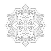 Floral mandala design with ethnic style black and white line art vector