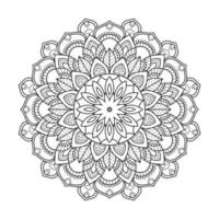 diseño de mandala floral con arte lineal en blanco y negro de estilo étnico vector