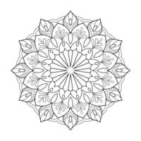 Floral mandala design with ethnic style black and white line art vector