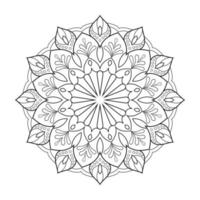 diseño de mandala floral con arte lineal en blanco y negro de estilo étnico vector