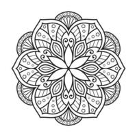 diseño de mandala floral con arte lineal en blanco y negro de estilo étnico vector