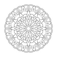 Floral mandala design with ethnic style black and white line art vector