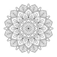 Floral mandala design with ethnic style black and white line art vector