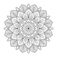 Floral mandala design with ethnic style black and white line art vector