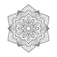 Floral mandala design with ethnic style black and white line art vector