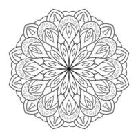 diseño de mandala floral con arte lineal en blanco y negro de estilo étnico vector