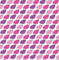 Cute seamless pattern background with lips icon, different purple shade. Cute girlish geometric repeat vector backdrop, retro print,  wallpaper design.