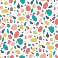 Abstract seamless pattern with colorful pebbles on white. Bright stone mosaic terrazzo background vector